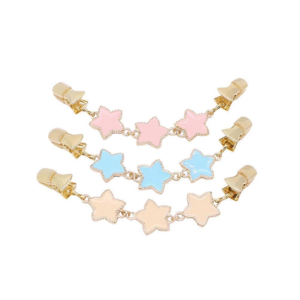 Classic Dress Shirt Clips Metal Star Design Decorative Function For Women's Clothing Formal Occasions 3Set