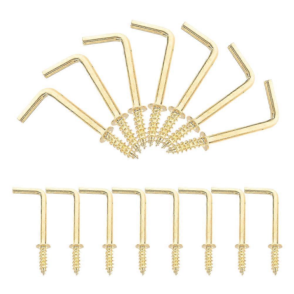 Gold Iron Square Bend Hooks   100pcs Self Tapping Carbon Steel Screw Hooks for Jewelry, Kitchenware, Keys Hanging   Secure & Stable Hold   Easy
