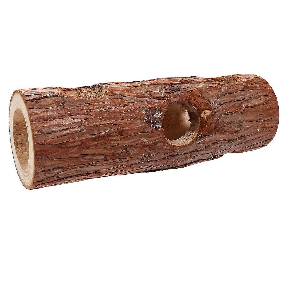 Natural Wood Hamster Tube Tunnel Small Pet Hideout for Hamsters, Squirrels, Chinchillas – Durable Safe Trunk for Play and Shelter