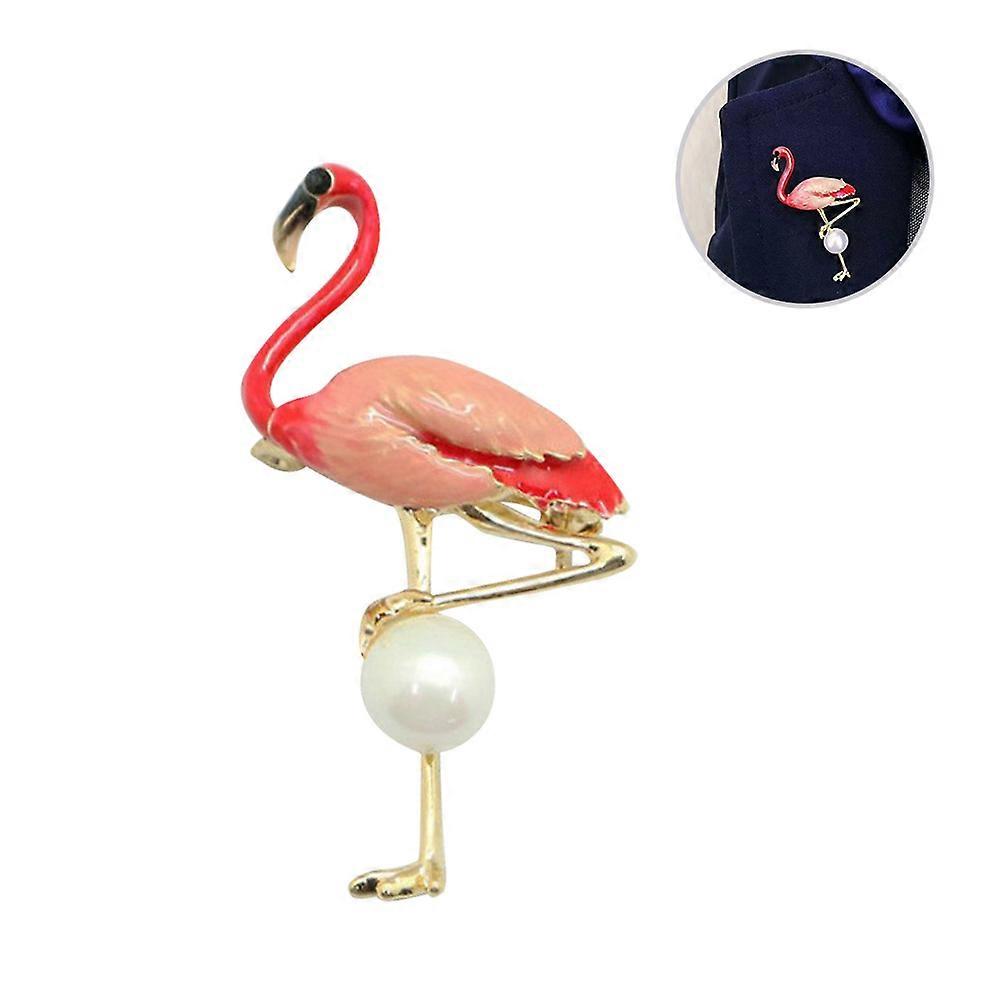 Red Metal Flamingo Brooch Pin for Women Attractive Design Decorative Accessory for All Occasions 1 Piece