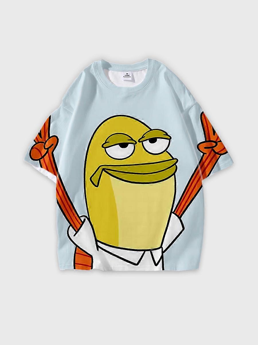 T-shirt round neck Anime Pattern loose short sleeve D1375