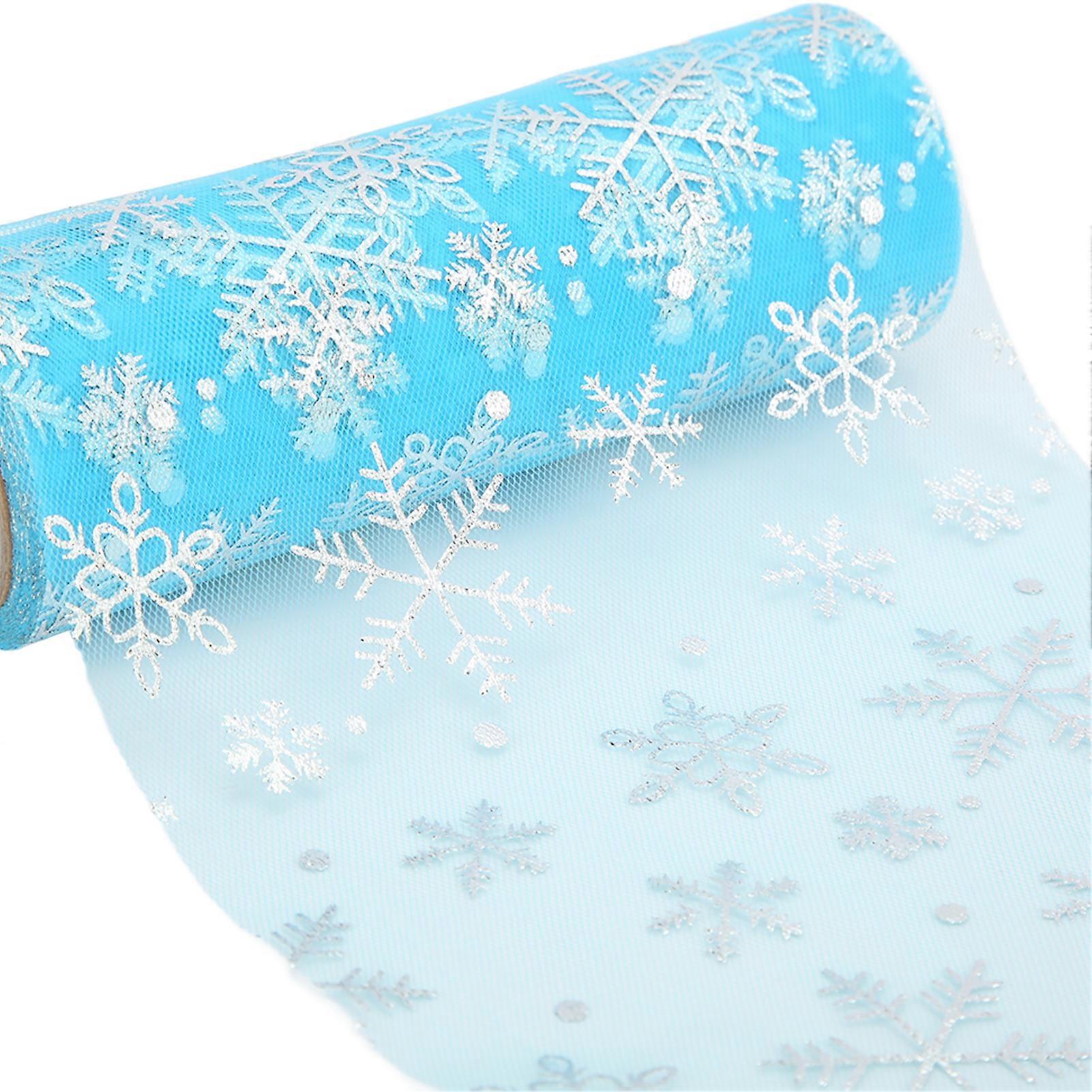 Tulle Rolls Shiny Glitter Delicate Soft Blue Printed Tulle Roll Gift Tie Party Table Decoration