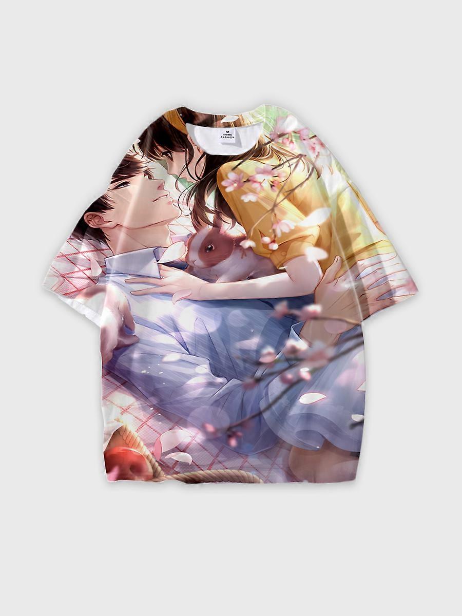 T-shirt round neck Role Pattern loose short sleeve E1148