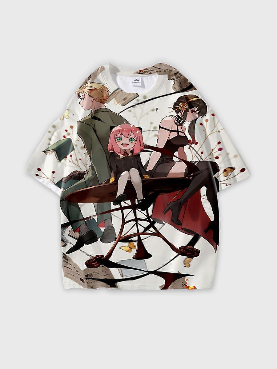 T-shirt girocollo Cartoon Pattern manica corta sciolta P2532