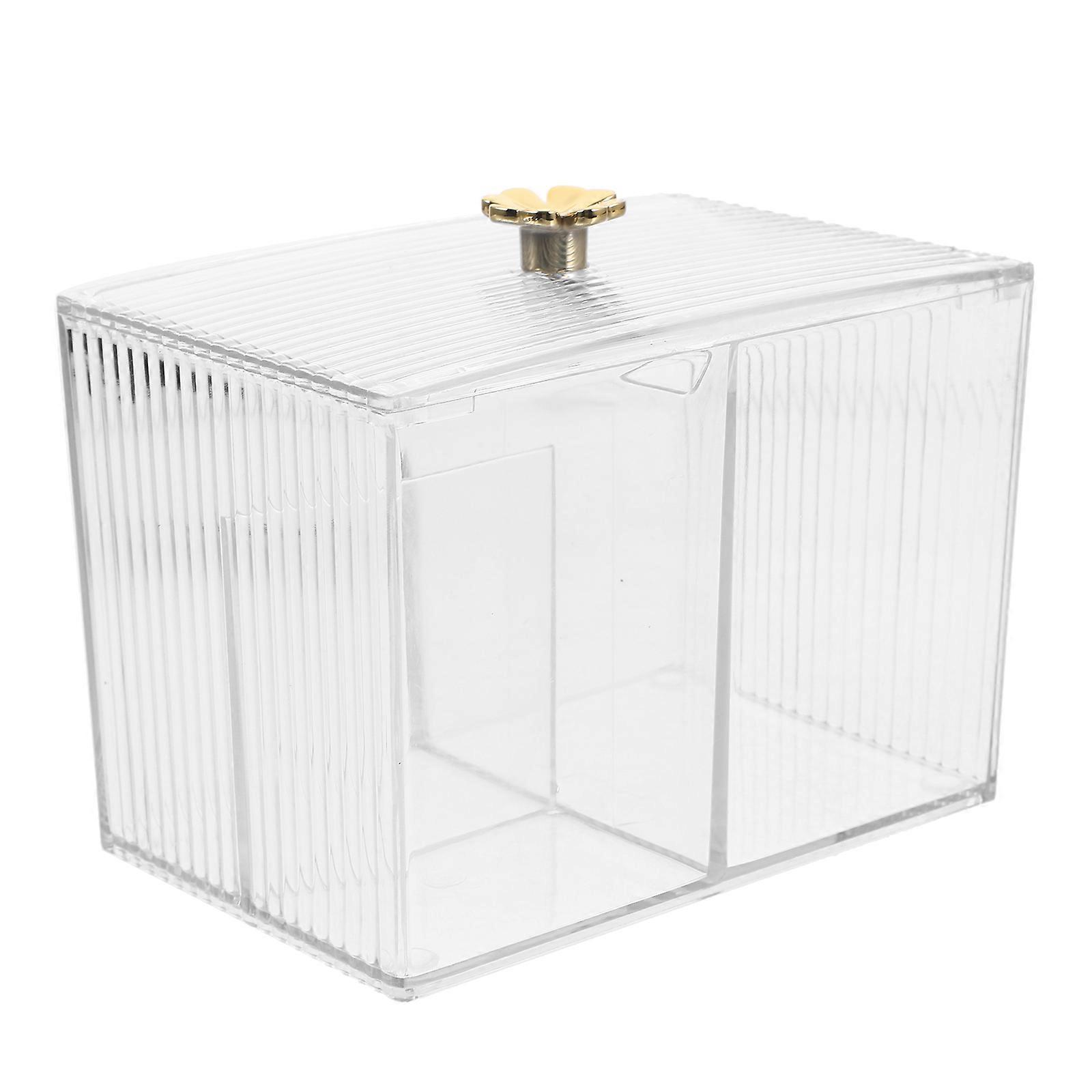Transparent Plastic Makeup Vanity Organizer with Protective Lid for Storage 4.3 x 3.1 x 5.9 Inches