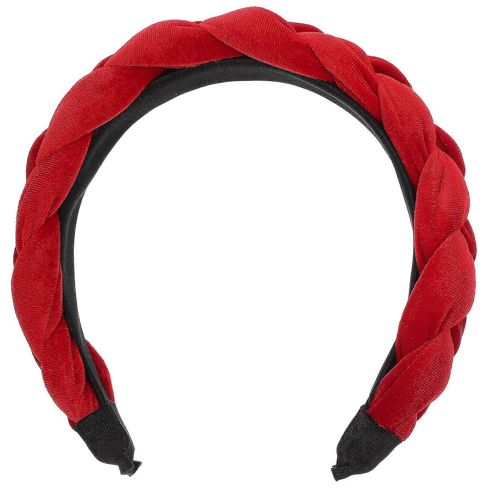 Red Braided Headband for Women Decorative Cloth Padded Headband Lightweight Comfortable to Wear