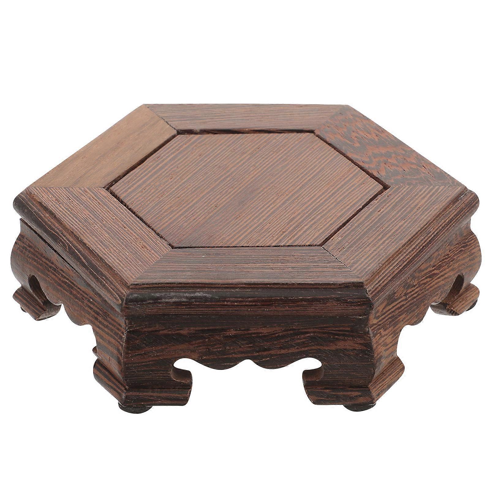 Brown Wooden Display Stand for Vases and Crafts, Stable and Practical for Indoor Use, Size 8.0 x 8.0 x 4.0 inches