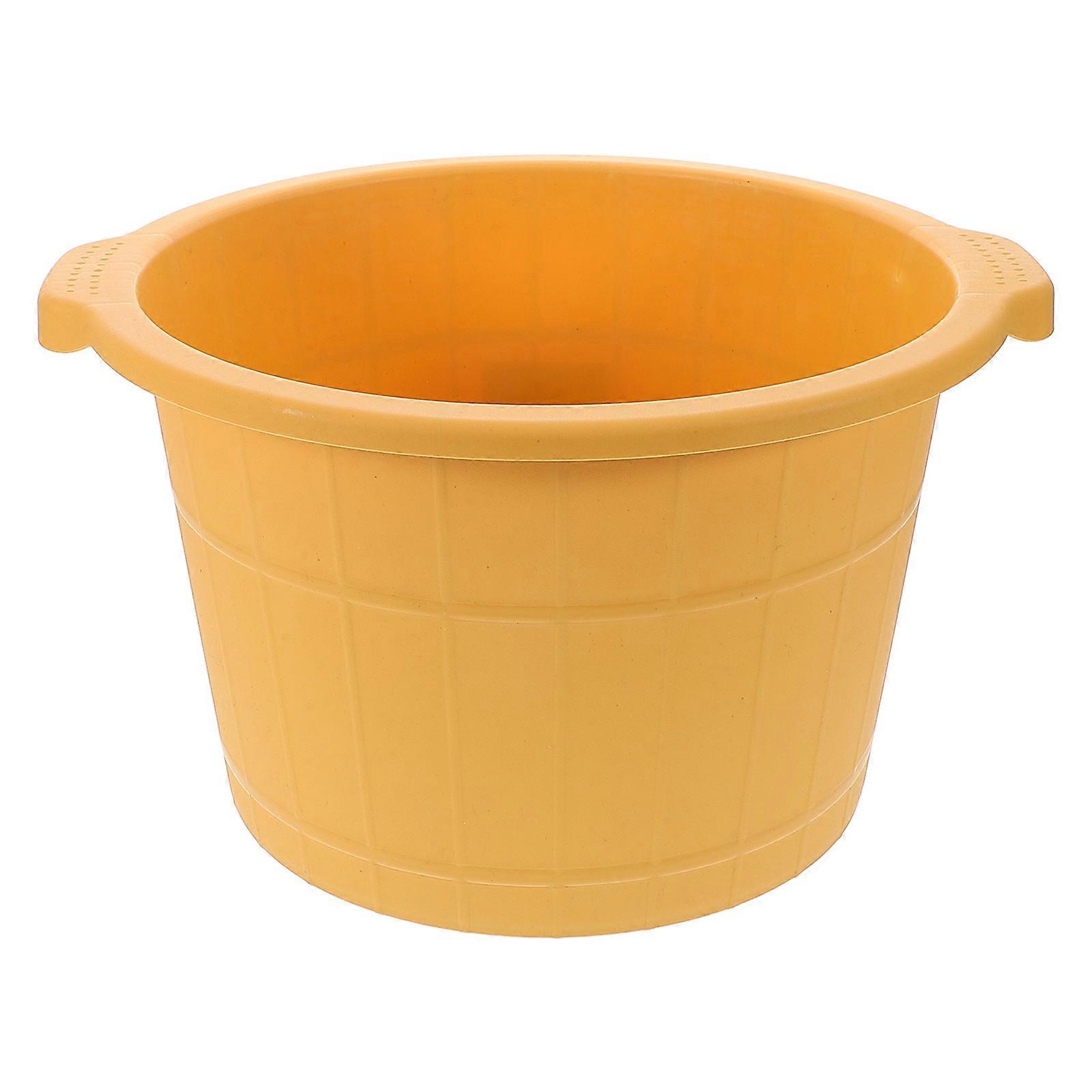 Durable Plastic Foot Bath Basin with Massage Points for Home Use Yellow