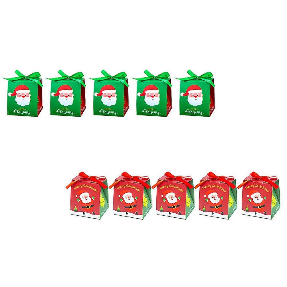 Candy Packaging Box With Christmas Patterns Bright Colors Perfect For Souvenirs 9X8X7CM Material 10Pcs
