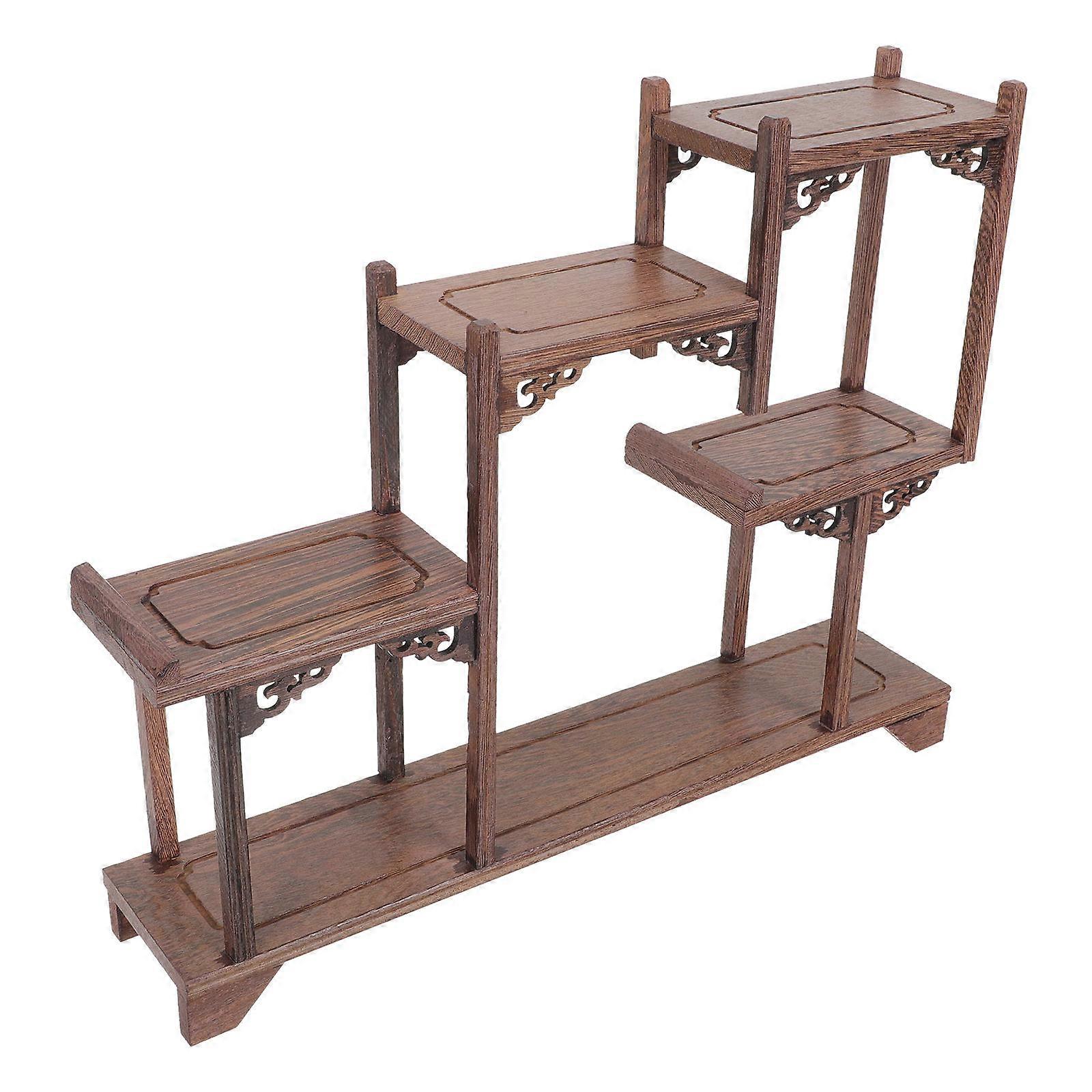 Brown Curio Display Stand for Home Use Simple Artistic Design Synthetic Material 7.8 Inches
