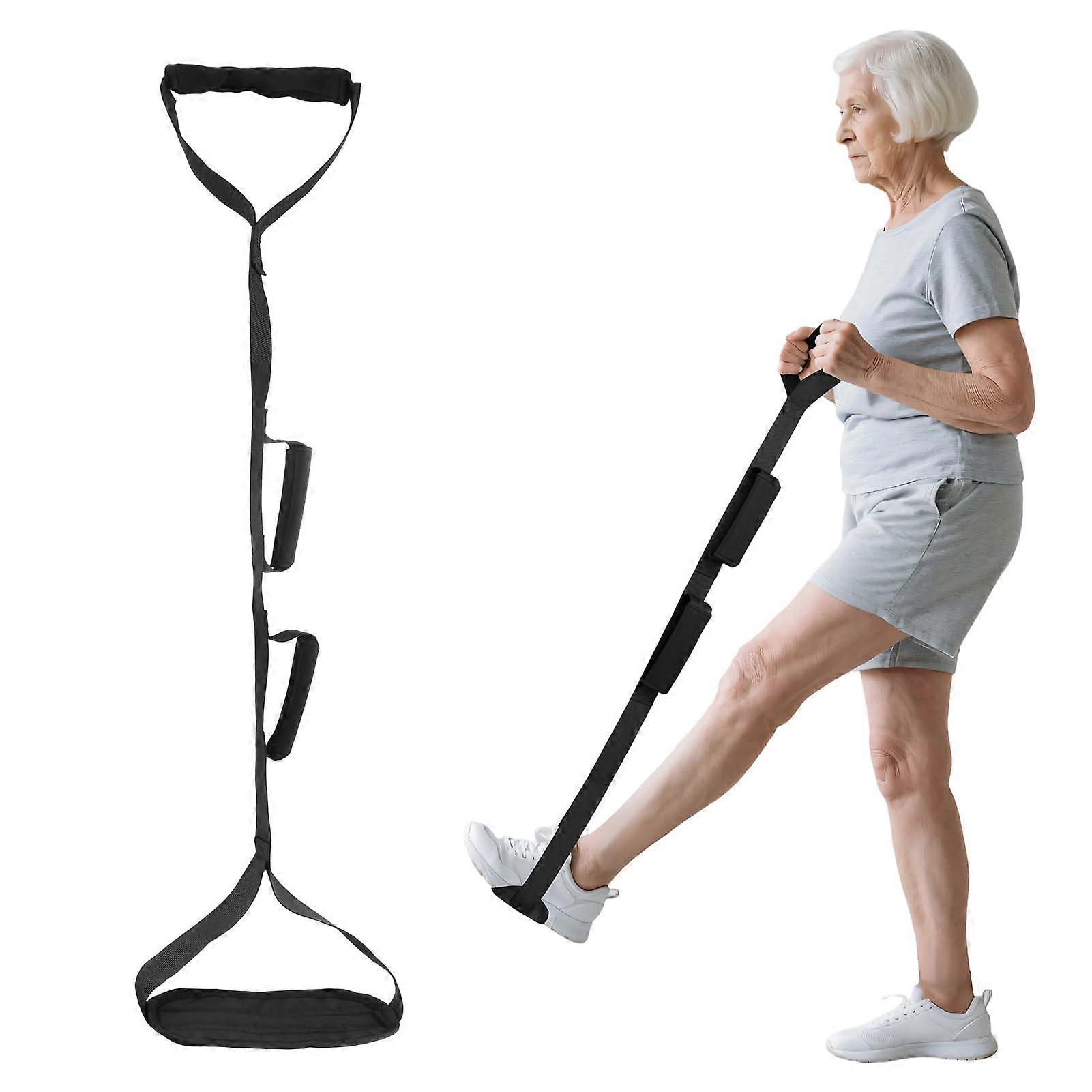 Standup aid walking aid for seniors, long leg lifter with foot loop, hand loop
