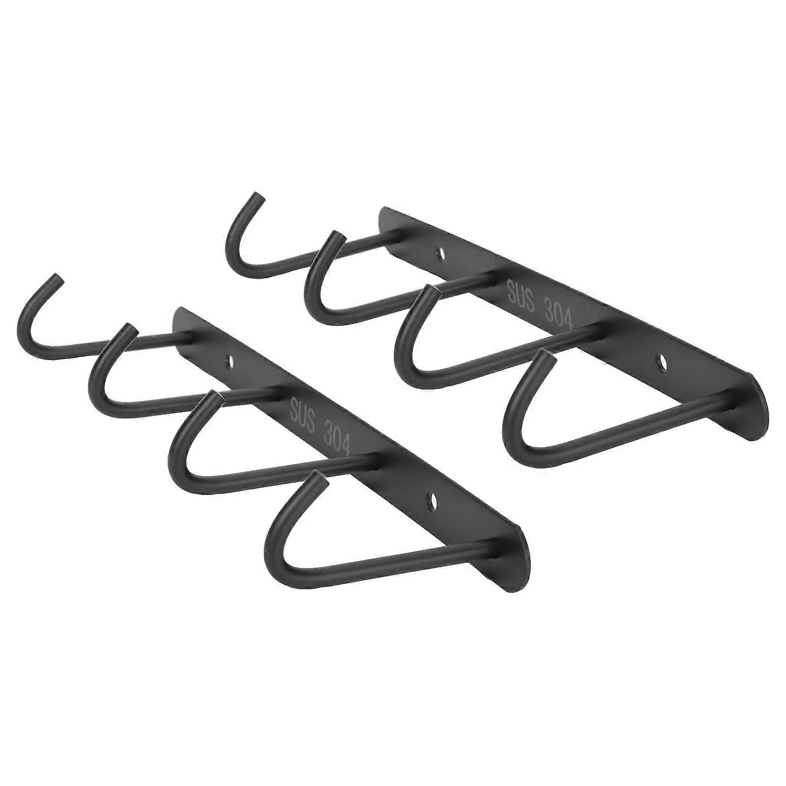 Black Stainless Steel Wall Hanging Hooks for Home Use with Four Hooks Each Perfect for Kitchenware