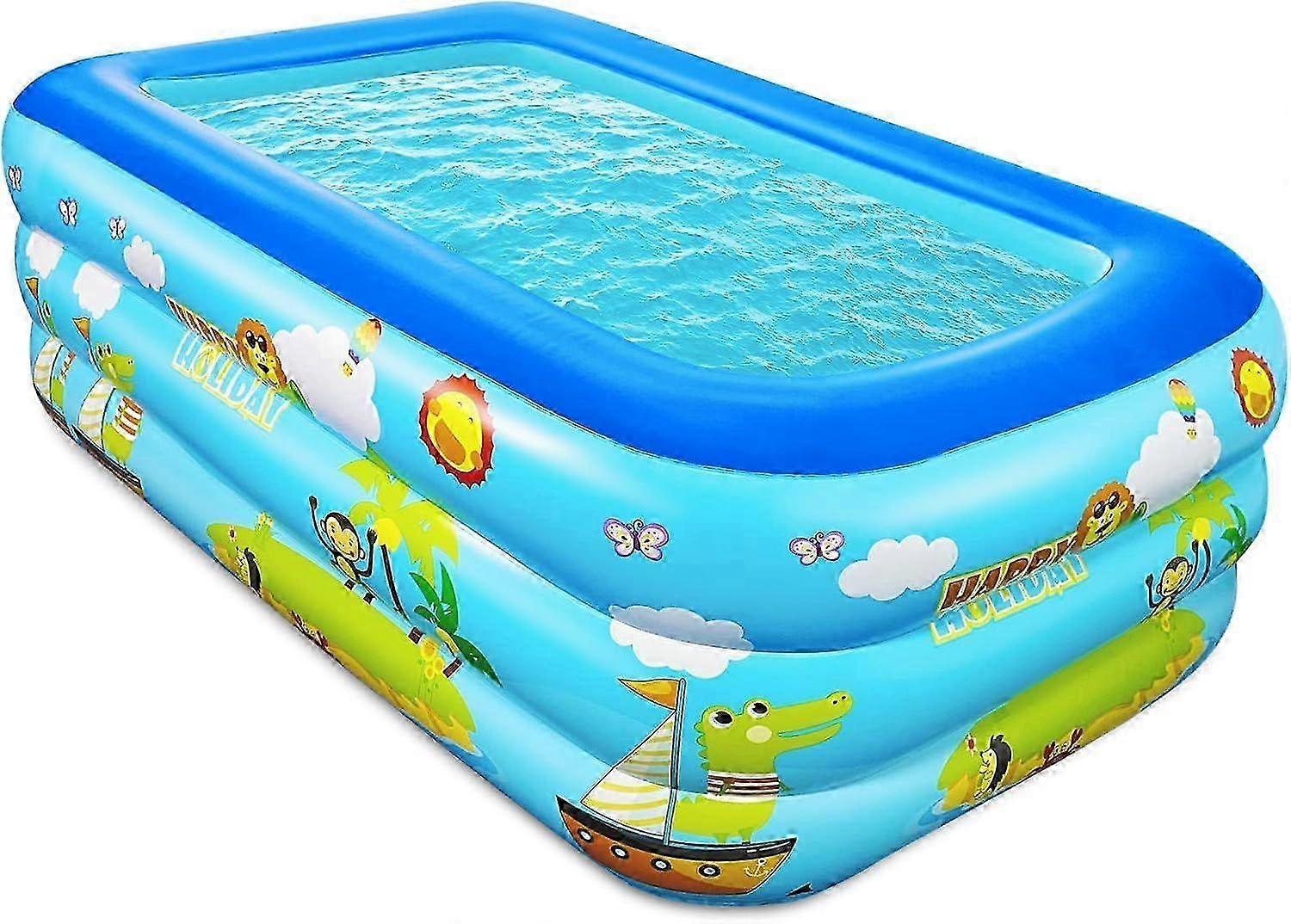 Children's inflatable family pool - 150 cm - rectangular - with soft inflatable bottom - summer - water fun - blue