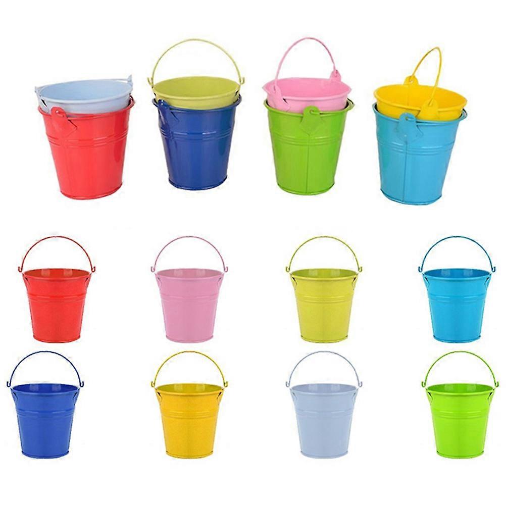 Balcony Hanging Bucket for Gardening Decor Iron Plant Flower Pots Assorted Color 5.6x5.6x4cm