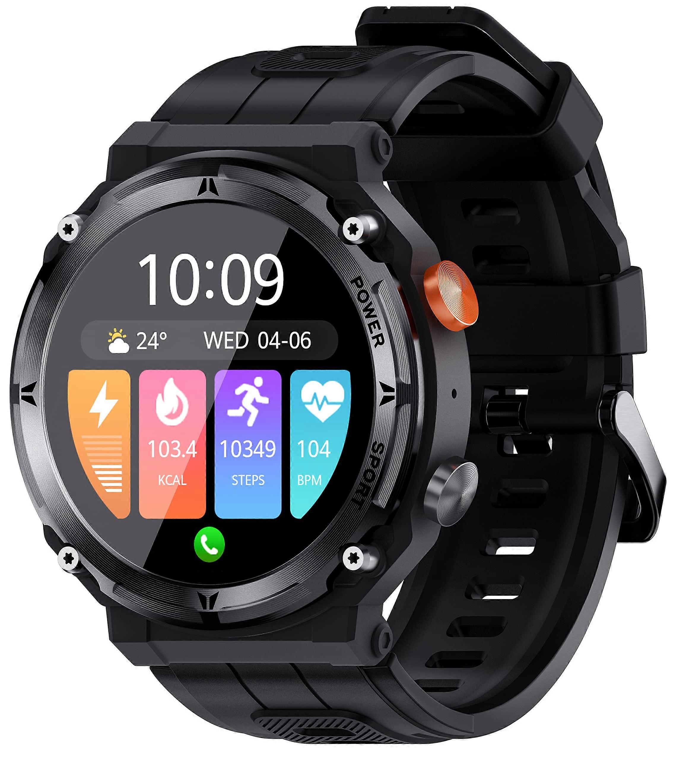 Military Watch Smartwatch Blood Pressure Monitoring, Men's Tactical Smartwatch With Phone Function, iOS Android Compatible