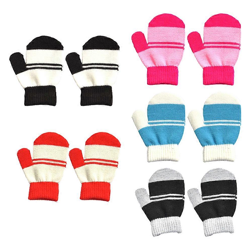 Kids Warmth Gloves Full Finger Coverage Mitts For Boys Girls Winter Supplies 5 Pairs
