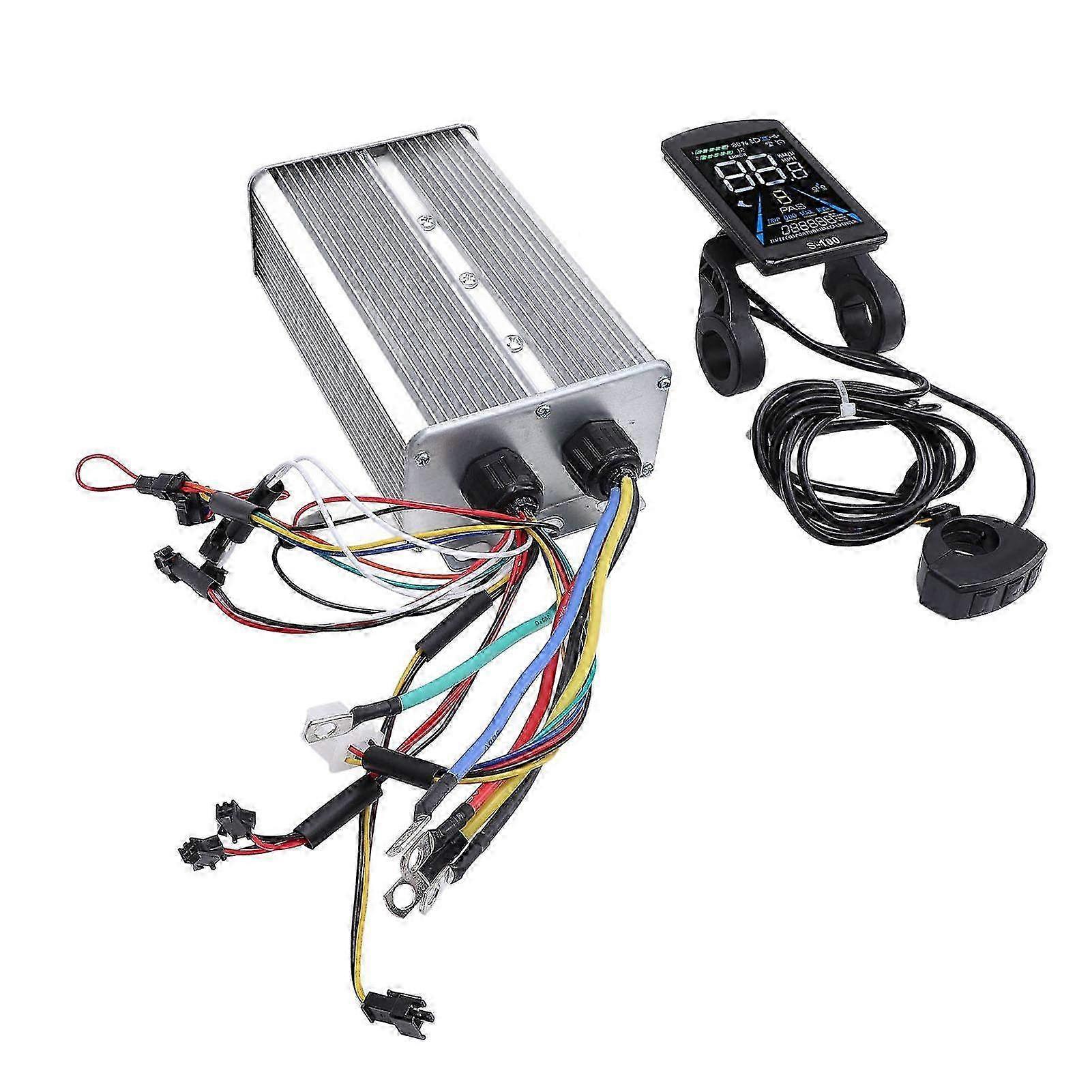 60A 3-Mode Sine Wave Controller Kit with S100 LCD Color Display Meter - Aluminum Alloy & ABS for Electric Mountain Bike Conversion