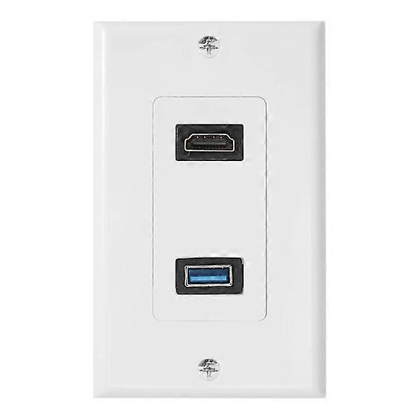 1x 2-port HDMI+USB 3.0 Wall Socket with Face Plate