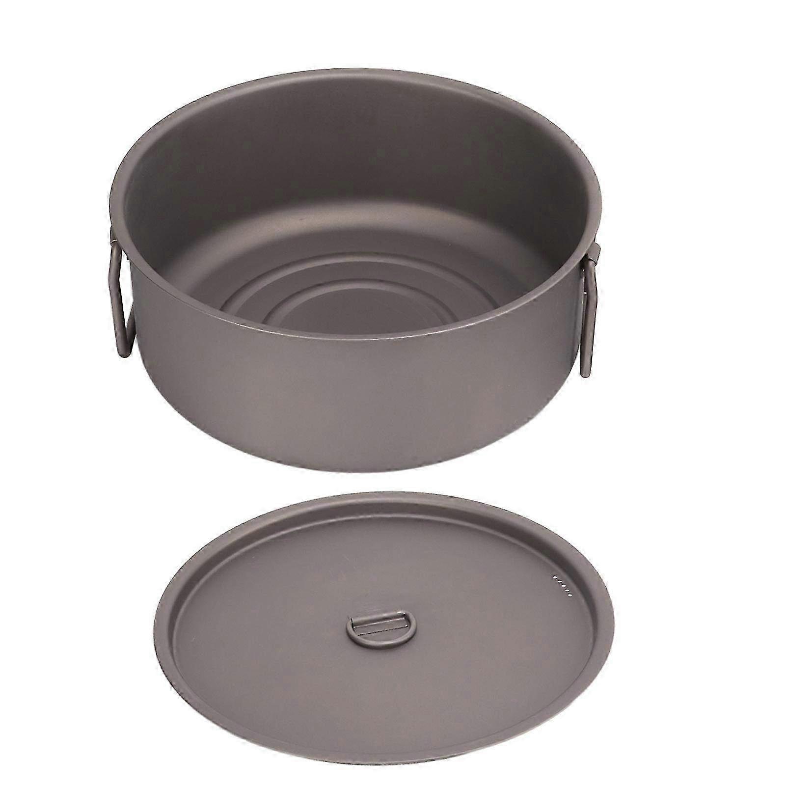 Portable Titanium Cooking Pot for 3-5 People with Foldable Handles - Ideal for Outdoor Camping & Hiking Adventures