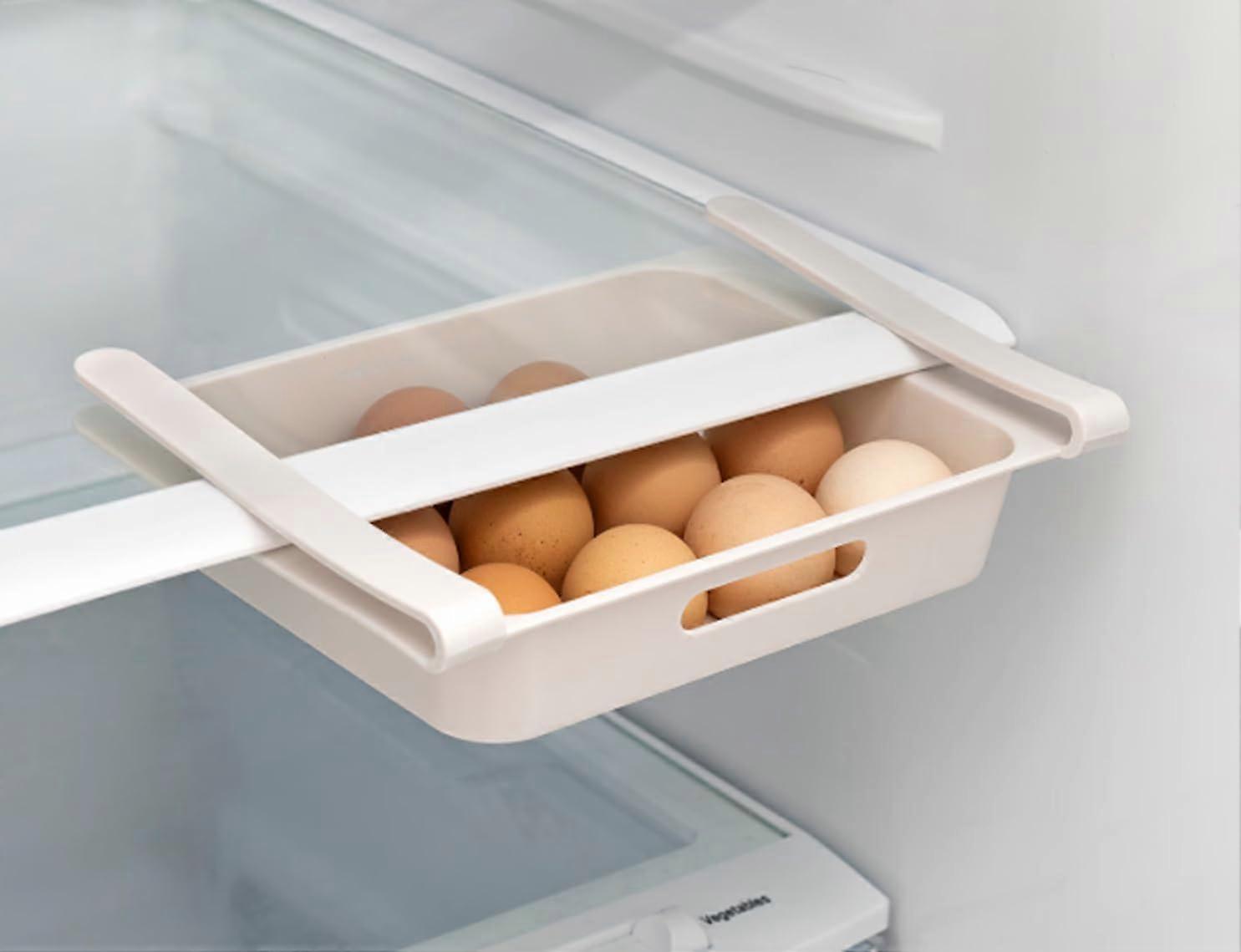 Egg holder for refrigerator, easy to install, spacesaving, under the shelf, refrigerator drawer, organizer for egg storage
