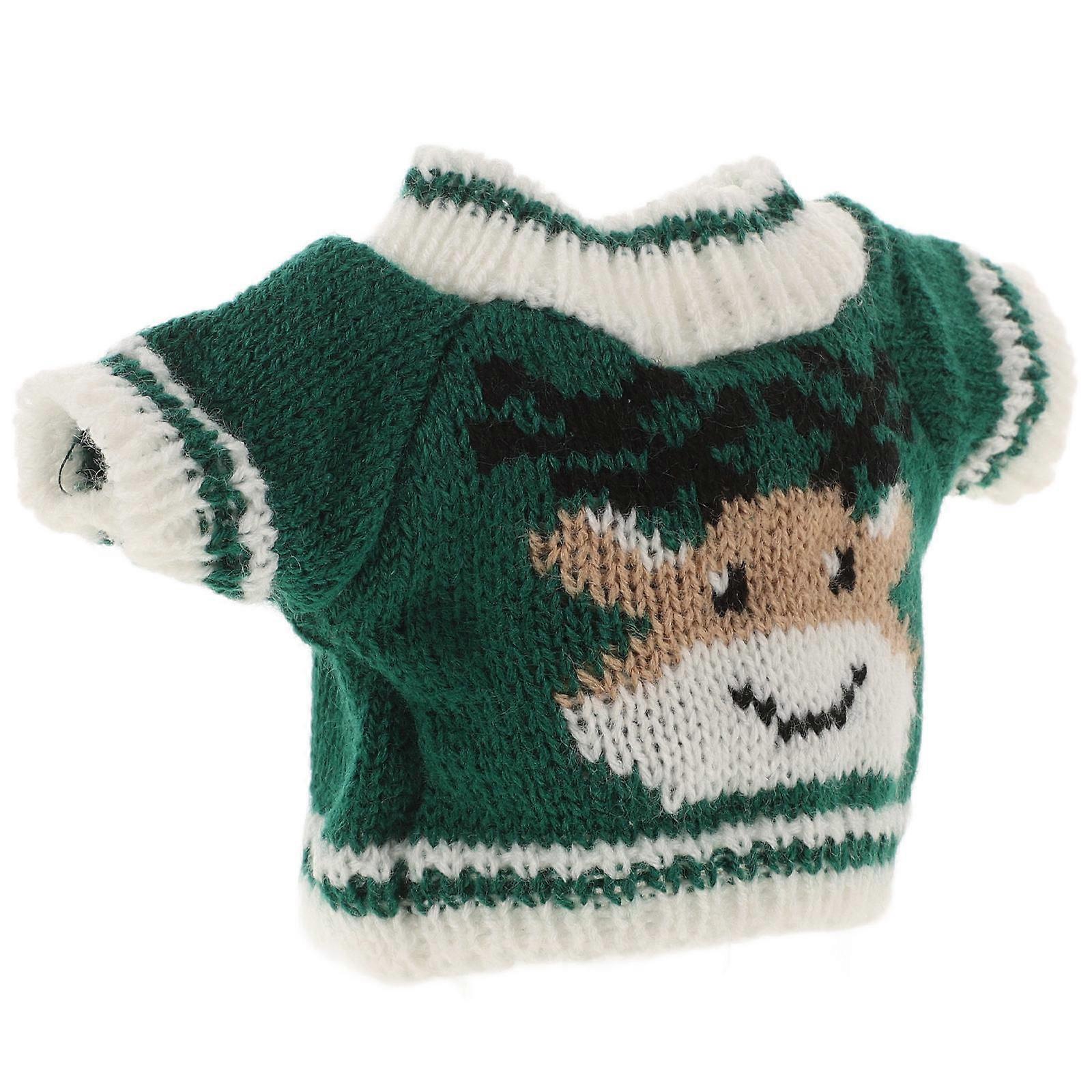 Bear Doll Clothes Woolen Sweater for Decor Green Handmade Soft Plush