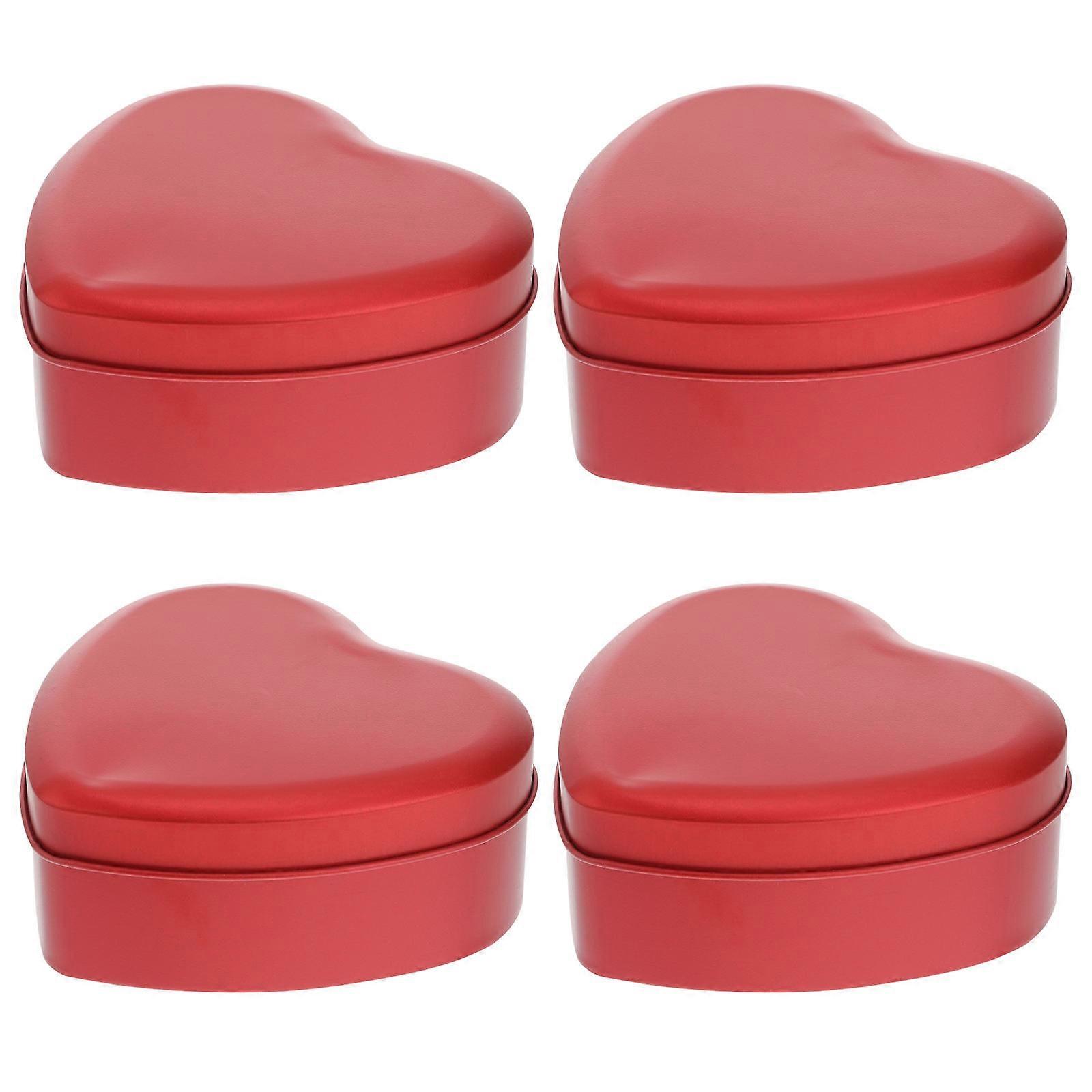 Wedding Candy Jar Heart Shape Tinplate Box for Sweet Storage 4Pcs