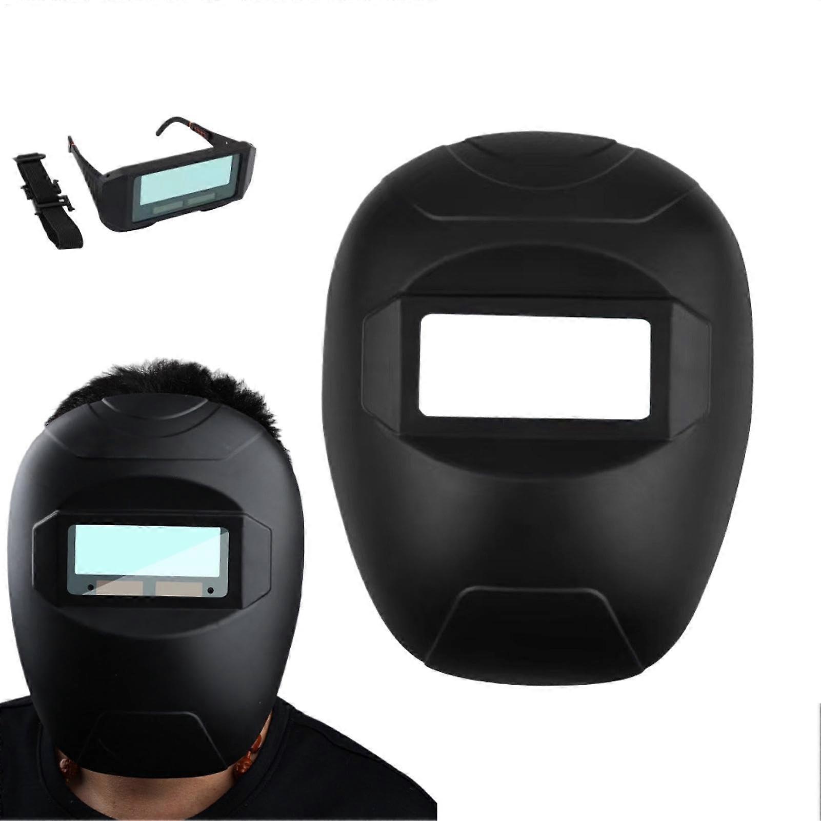 Full Face Welding Hood, 2-In-1 Auto-Dimming Head-Mounted Mask With Removable Glasses, PPE For Home, Workshop And Spraying