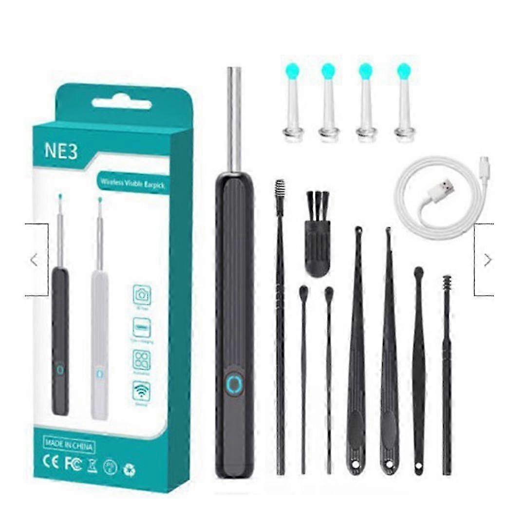 Usuwanie woskowiny z uszu, widoczna łyżka do usuwania woskowiny, widoczny środek do czyszczenia uszu Otoskop Endoskop Łyżka do uszu Ucho 