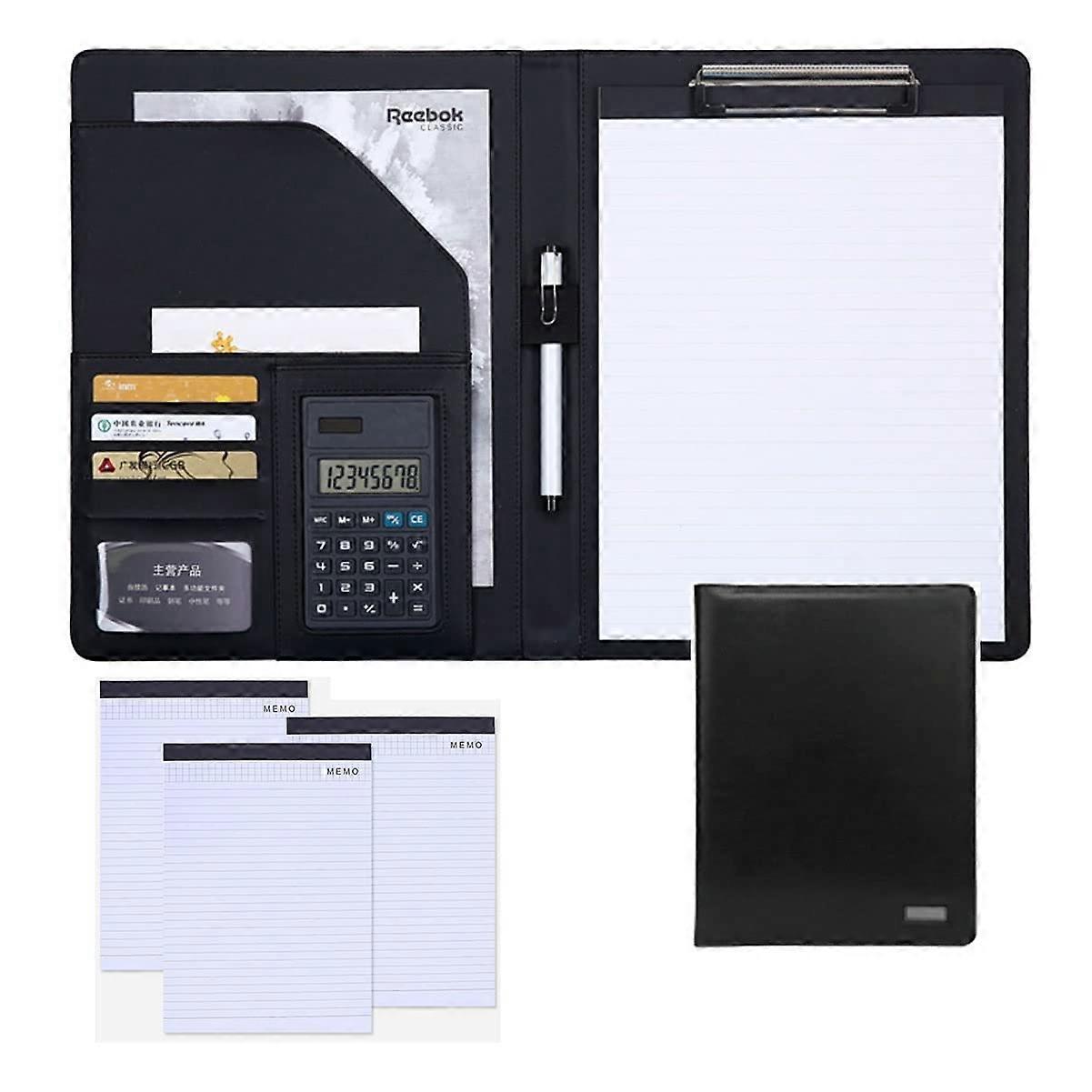 A4  Leather Conference Folder with 4 Replacement Notepads for Office