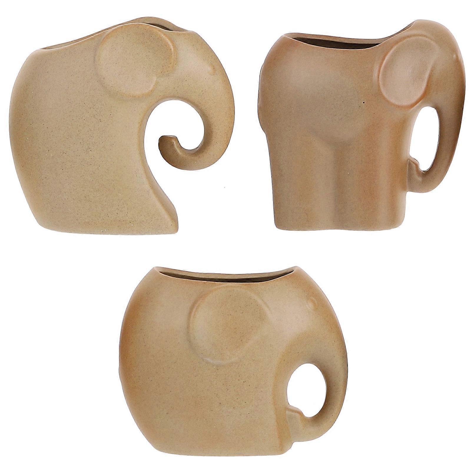 Animal Shape Flower Pot 3Pcs Ceramic Assorted Color Perfect For Garden Decor 12X11CM Space Saving Design