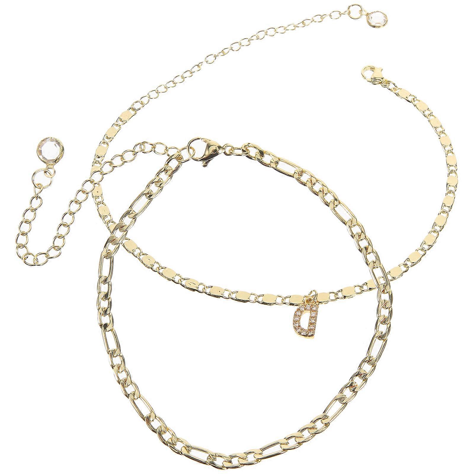 Golden Adjustable Anklet with Zircon Decorations for Decoration Crafted from Stainless Steel and
