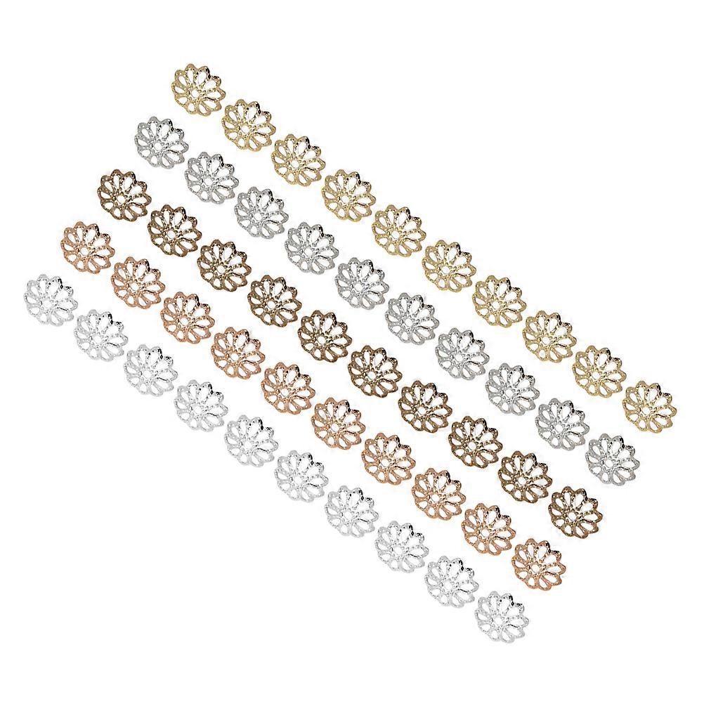 1000PCS 7MM DIY Natural Beads Flower Caps Spacer Pendant Hollow End Caps Jewelry Charms Assorted Colors