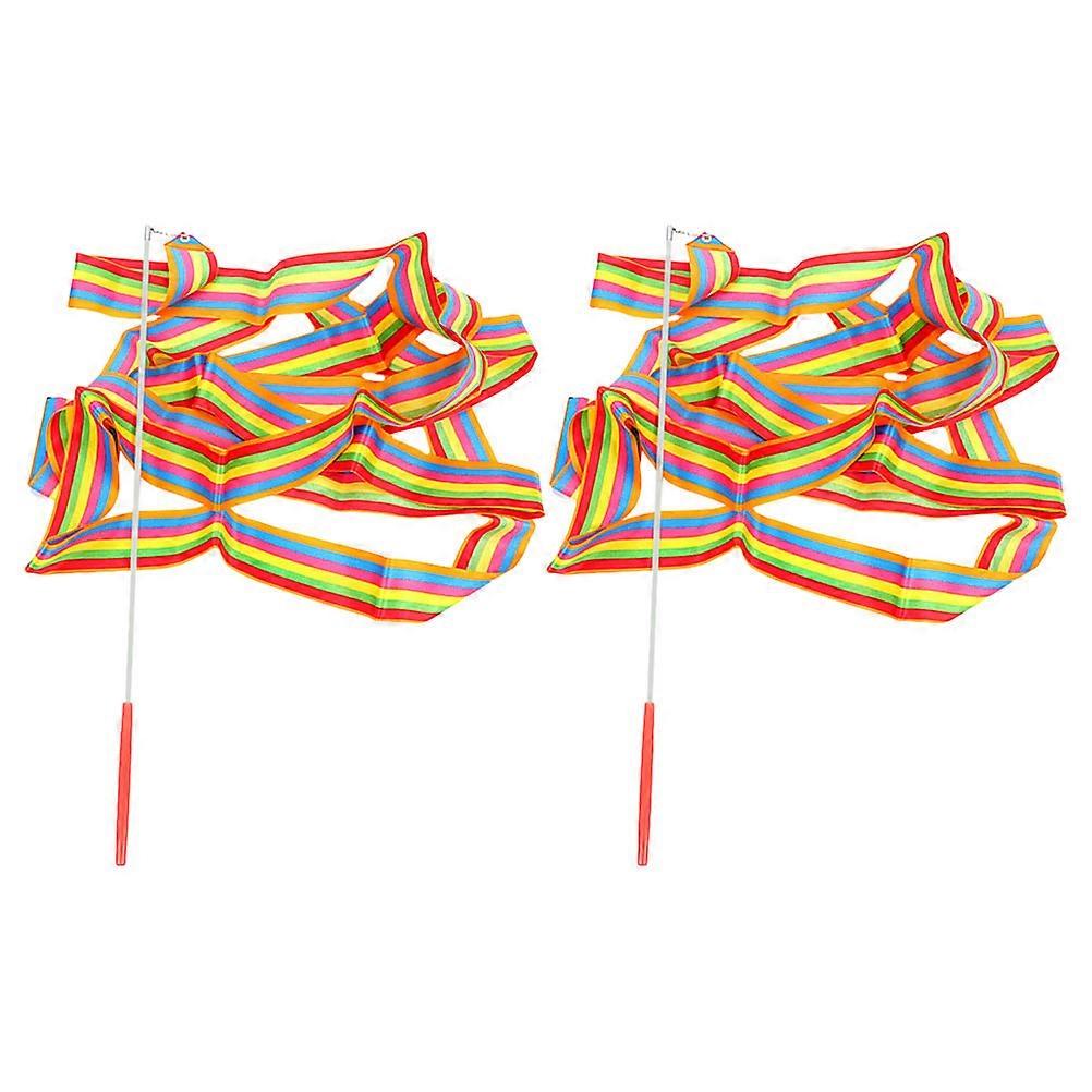 Entertainment Gymnastics Ribbon Exercises Colorful Streamer Fun Artistic Gymnastics Multi Colored 2Pcs