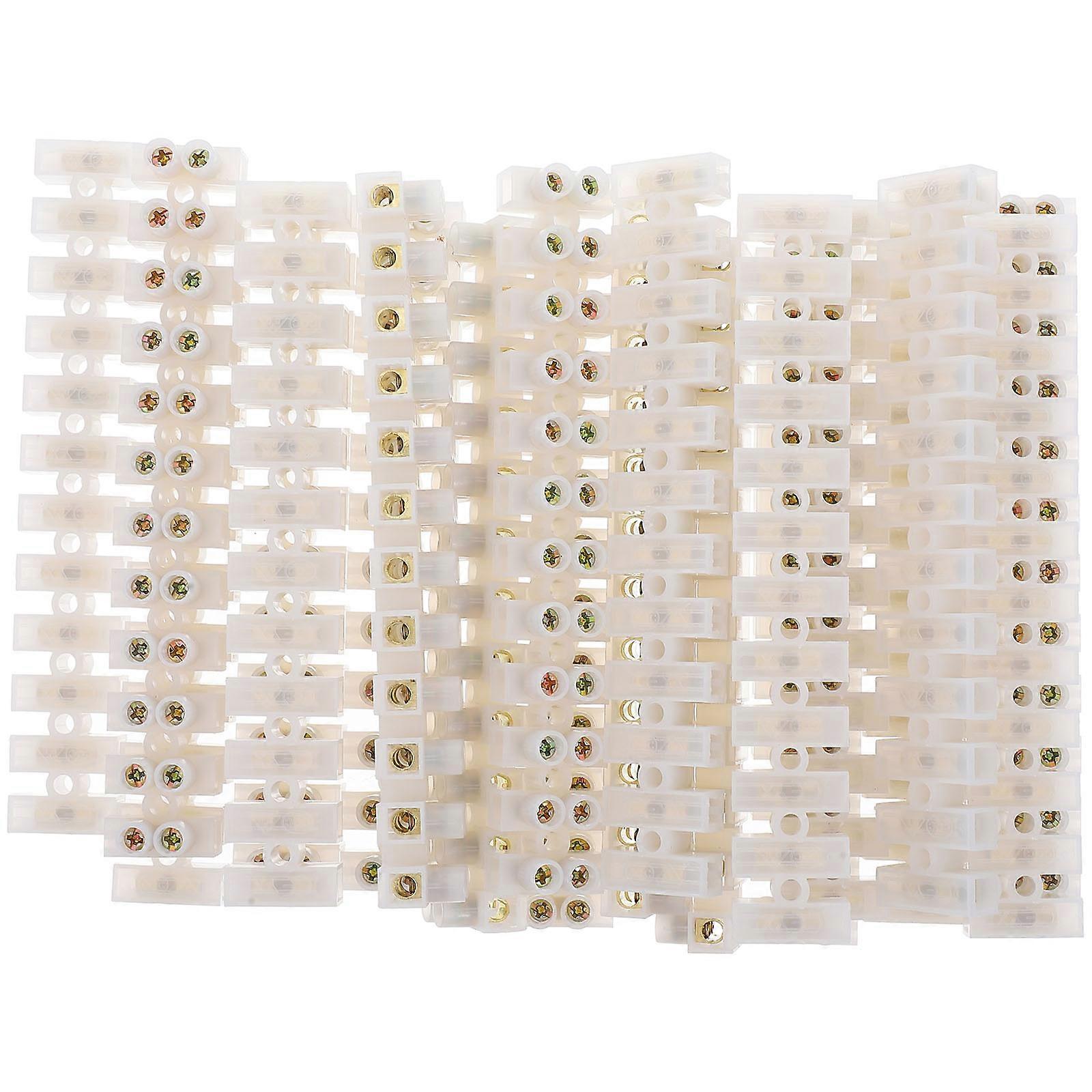 20pcs Dual Row 12 Position Screw Terminal Block Practical White Electric Connector Strip for Home Power Distribution Cabinets