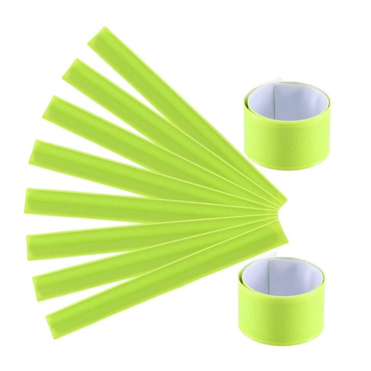 6Pack PVC Reflective Night Running Wristbands, Visibility Safety Wristbands for Jogging, Partial Yellow Design