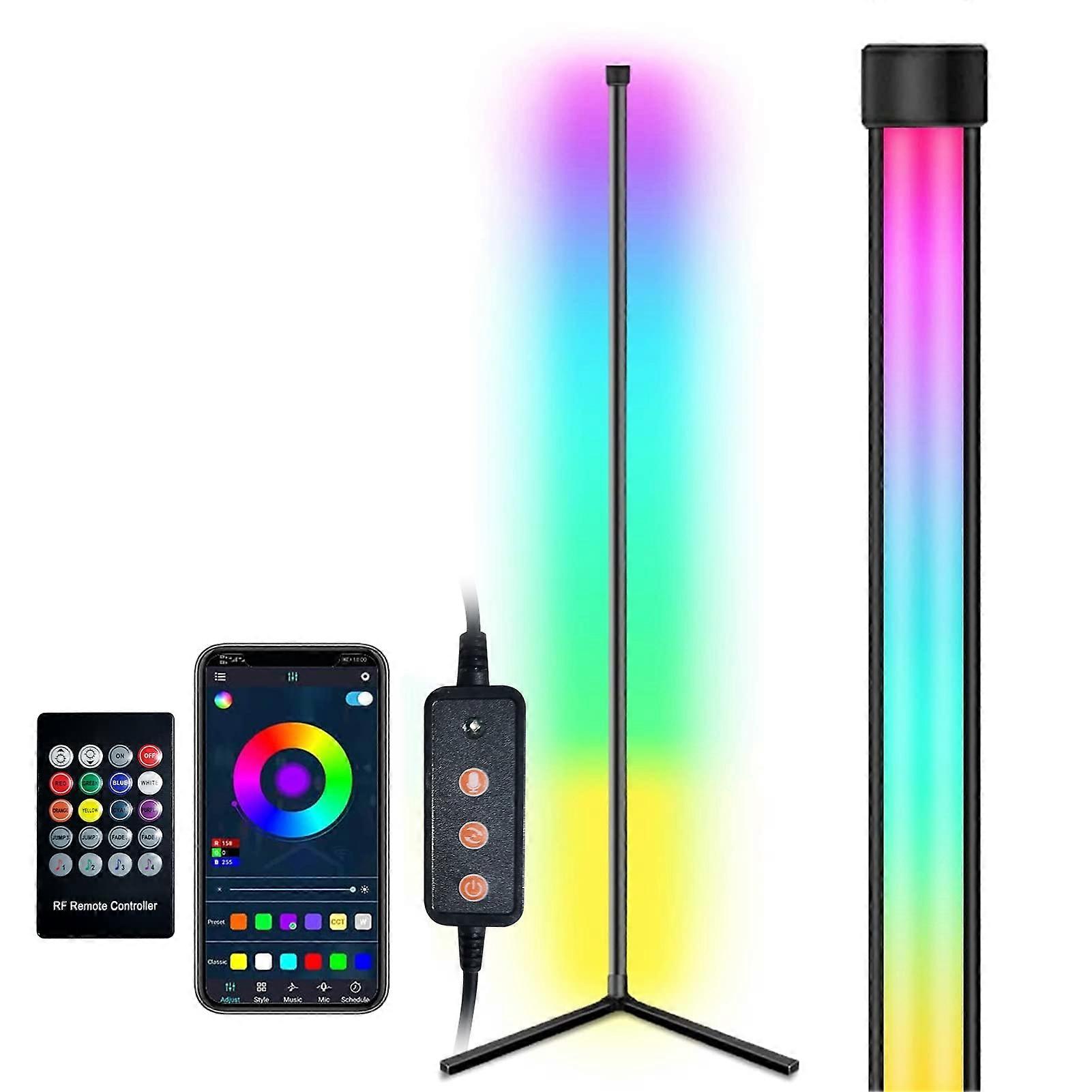 LED Fabric Lamp, 9W 150cm / 59 Inch BT Connected RGB Corner Standing Light with 3 Control Modes for Ambient Lighting