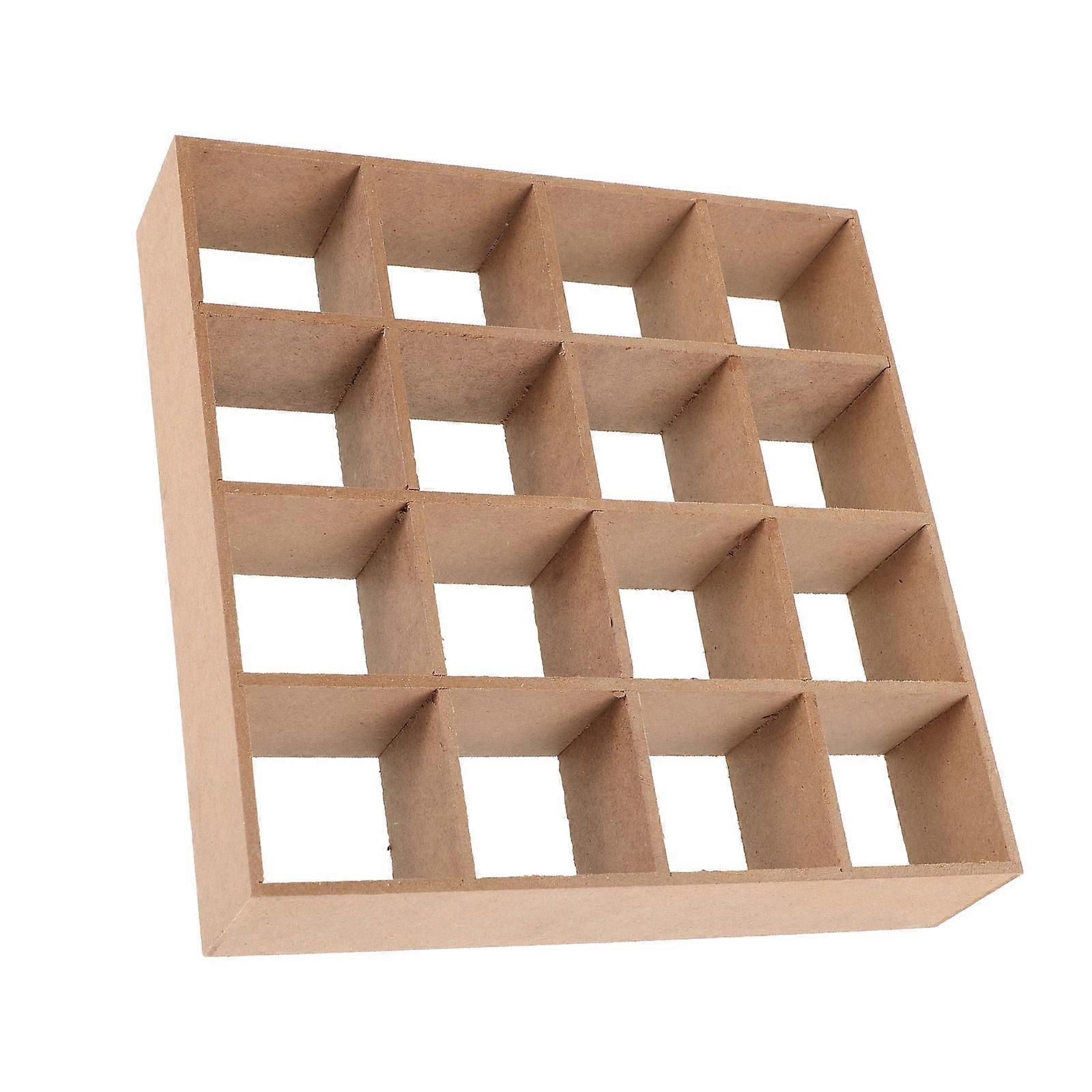 Light Yellow Miniature Bookshelf for Dollhouse Made of Density Board with 16 Compartments for Decoration 6.5 x 4.5 inches