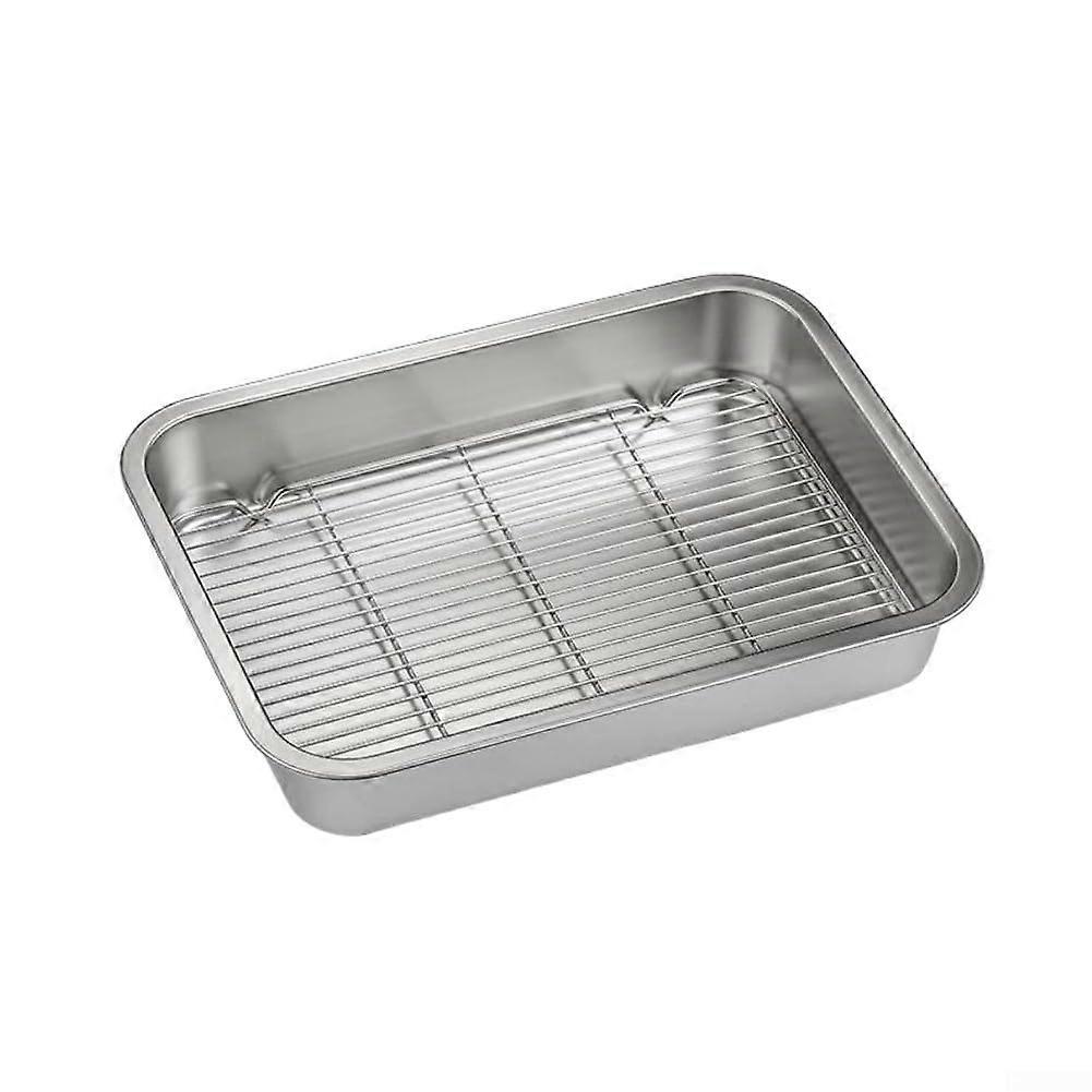 Stainless Steel Baking Tray with Rack for Efficient Cooling and Roasting in the Kitchen (31 x 24 x 5 cm)