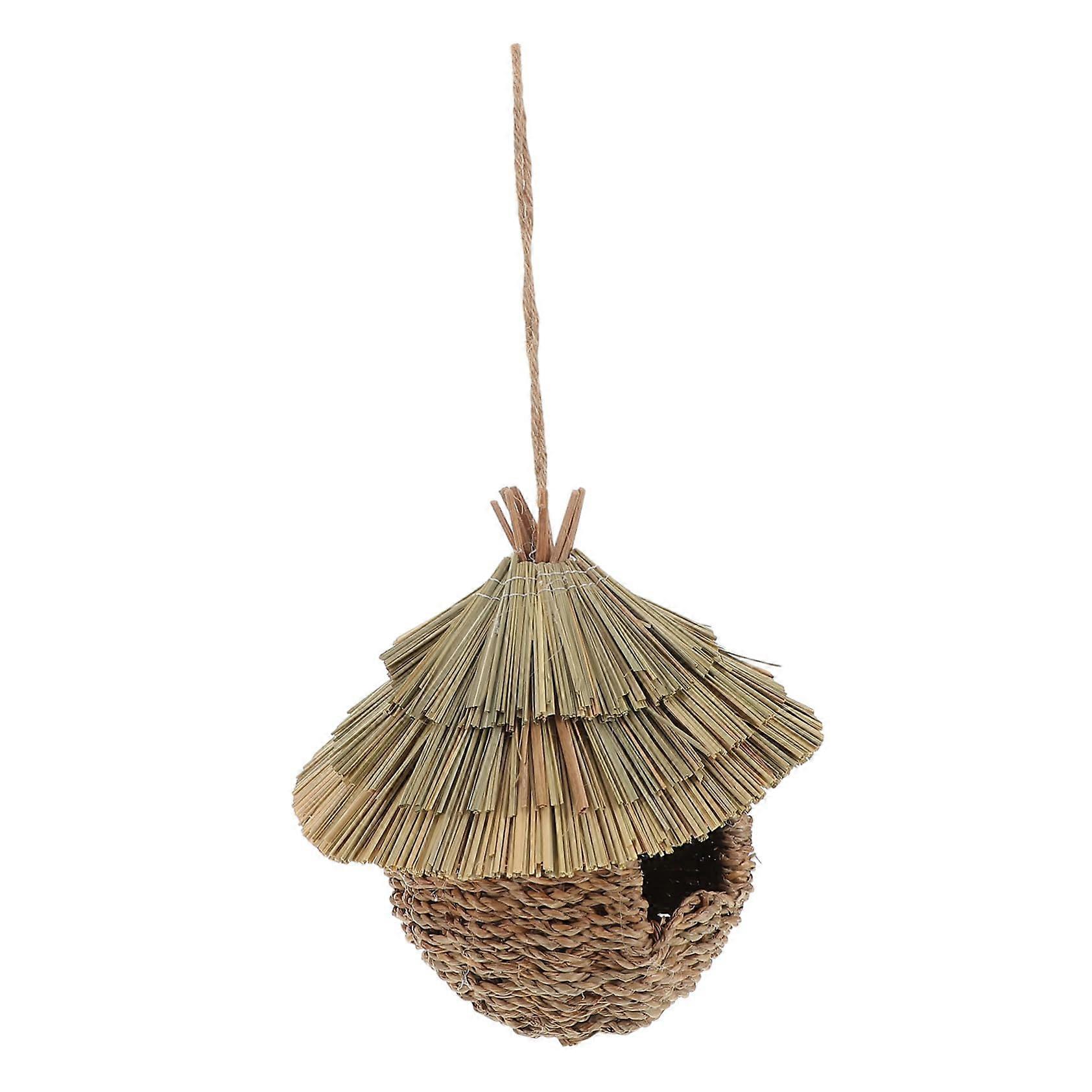 Hanging Nest, GrassWoven Birdhouse, Hanging Nesting Hut for Outdoor Use, for Backyard Birdwatching