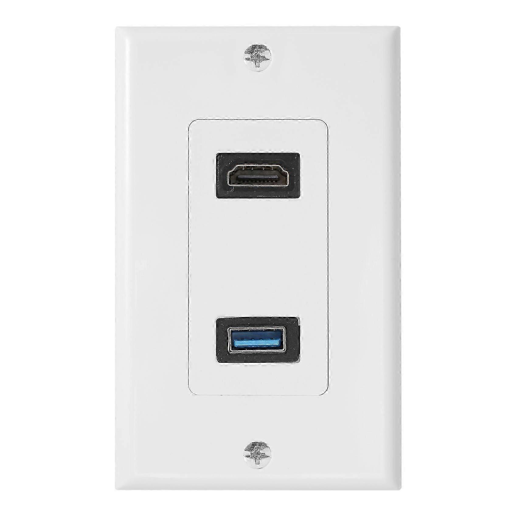 1x 2Port HDMI+USB 3.0 Female Wall Face Plate Panel Outlet Socket Extender