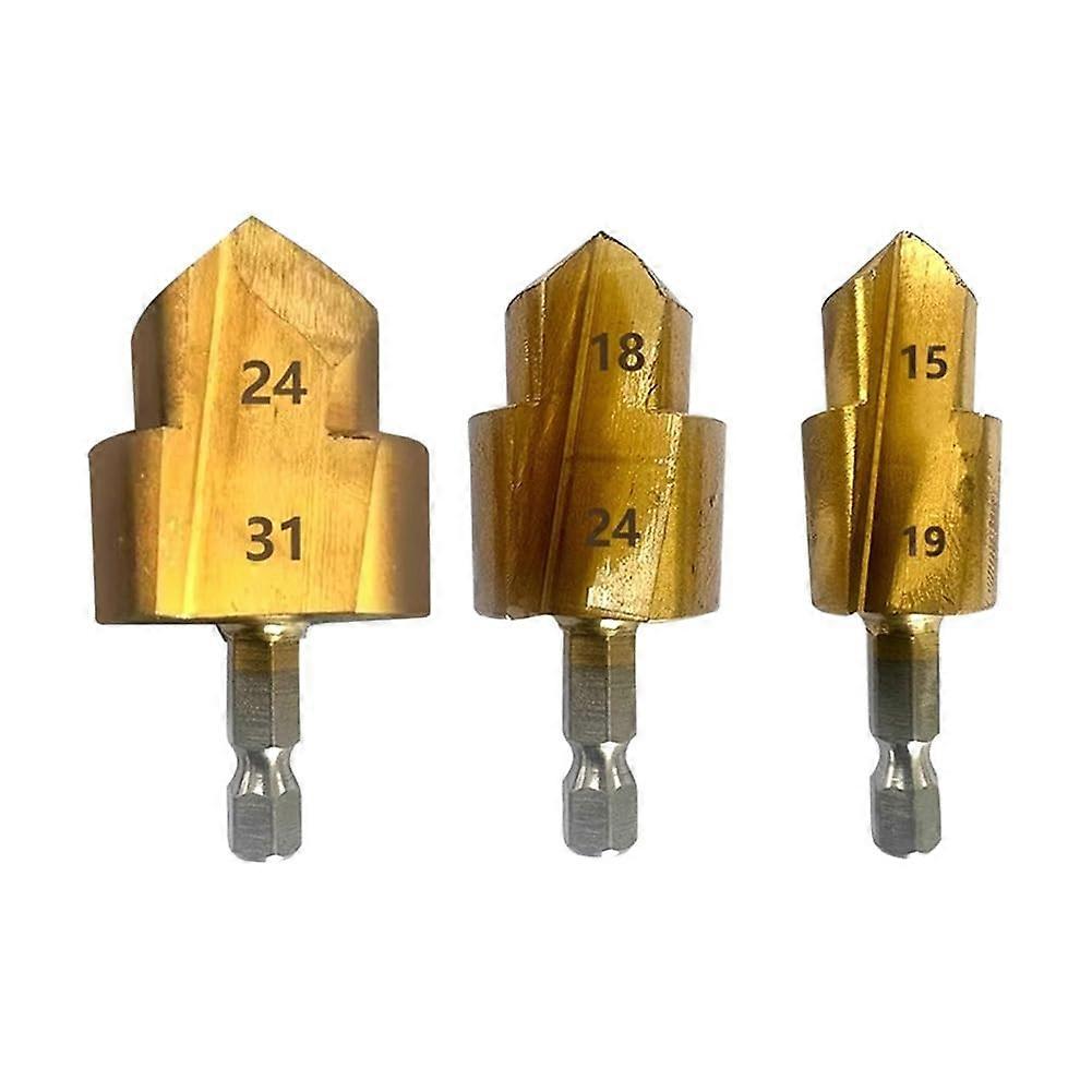 3 Piece Step Drill Bit Water Pipe Connection Tool with Hex Shank 20/25/32 mm Pilot Drill for Wood Drilling Ref: 5506