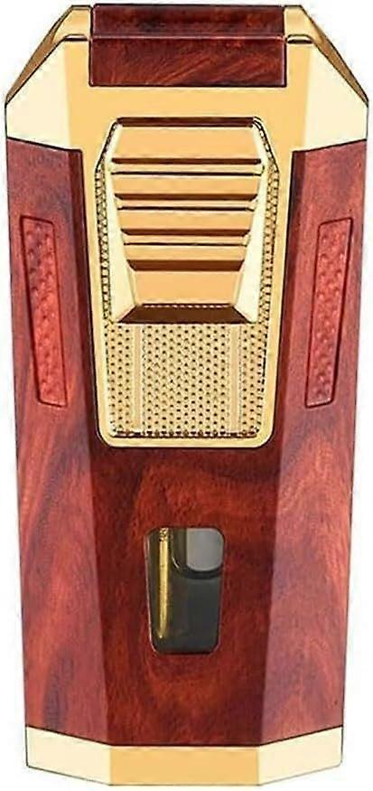 Windproof Dual Flame Lighter - Refillable Butane Torch with Adjustable Flame, Non-Slip Pull-Down Ignition, Transparent Viewing Window