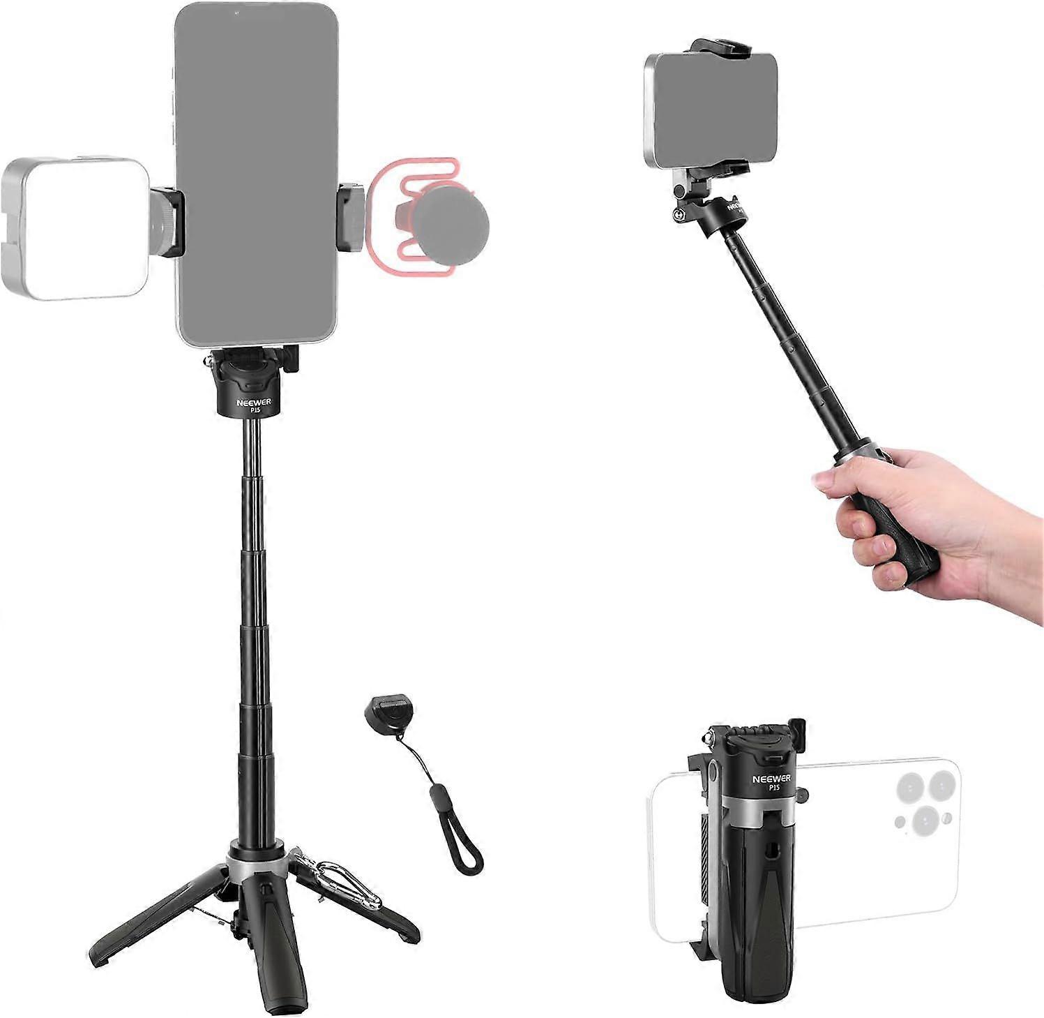 Selfie Stick with Detachable Bluetooth Remote Shutter, Lightweight Foldable