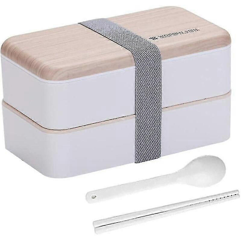 Convenient White Electric Heated Lunch Box with Double Layer Insulation and Utensils