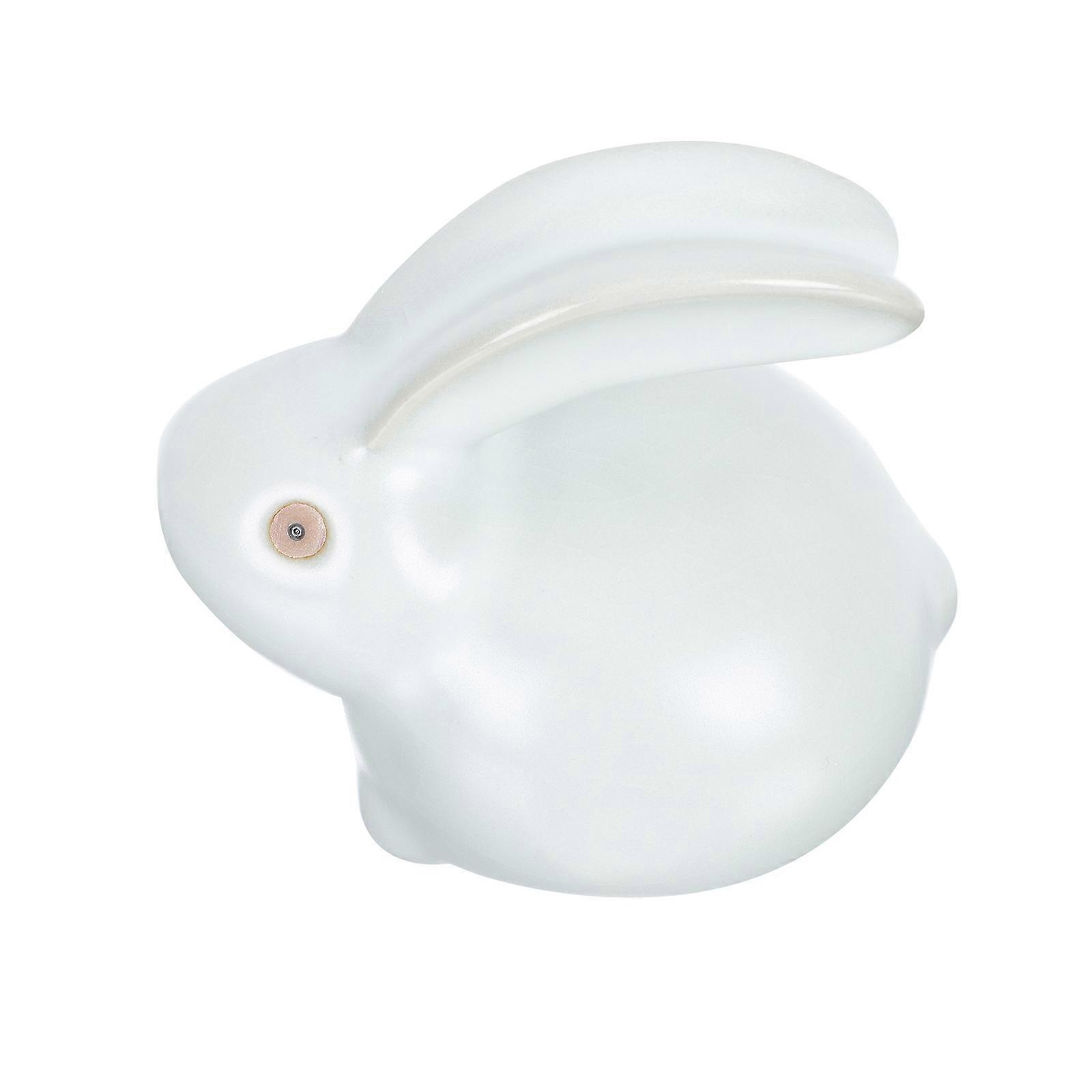 Rabbit Shape Ceramic Figurine Easter Desktop Decor Tea Pet Light Grey Ceramic Craft Decorative 1Pack