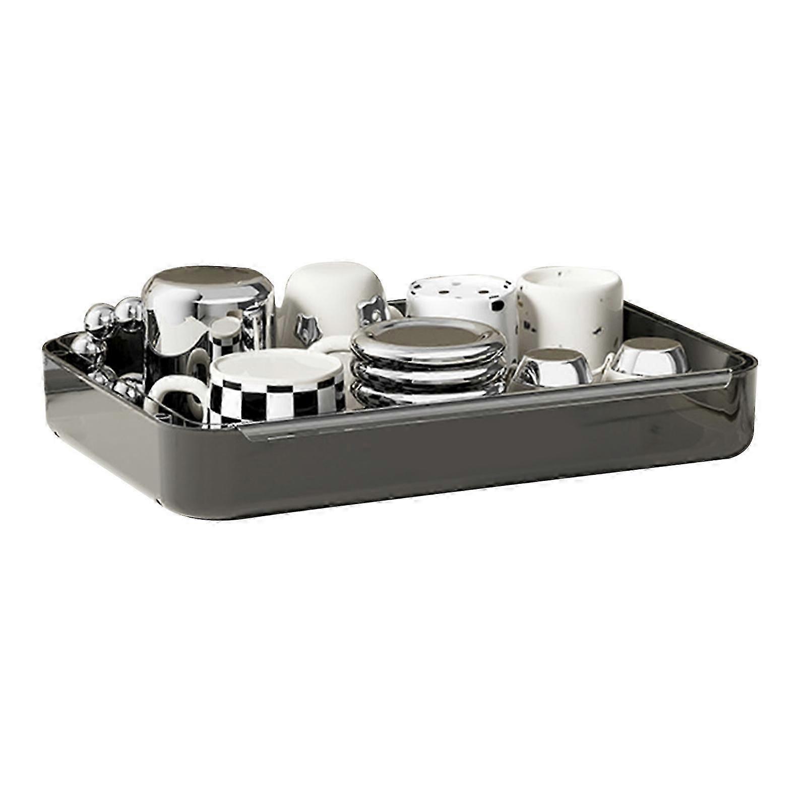 Multifunctional Cup Holder Double Layer Bottle Storage Shelf with Draining Tray for Coffee Bar Kitchen