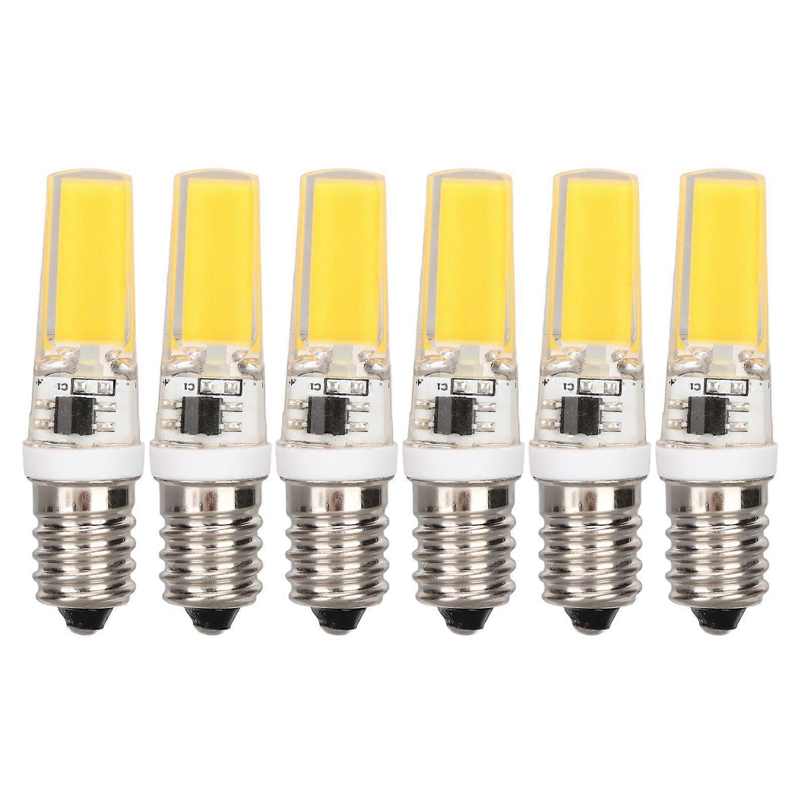 6PCS E14 COB Lamp Bulb Mini 360 Degree Lighting Heat Sinking Silicone Anti Glare for Chandelier Ceiling Light Warm White Light 3000K
