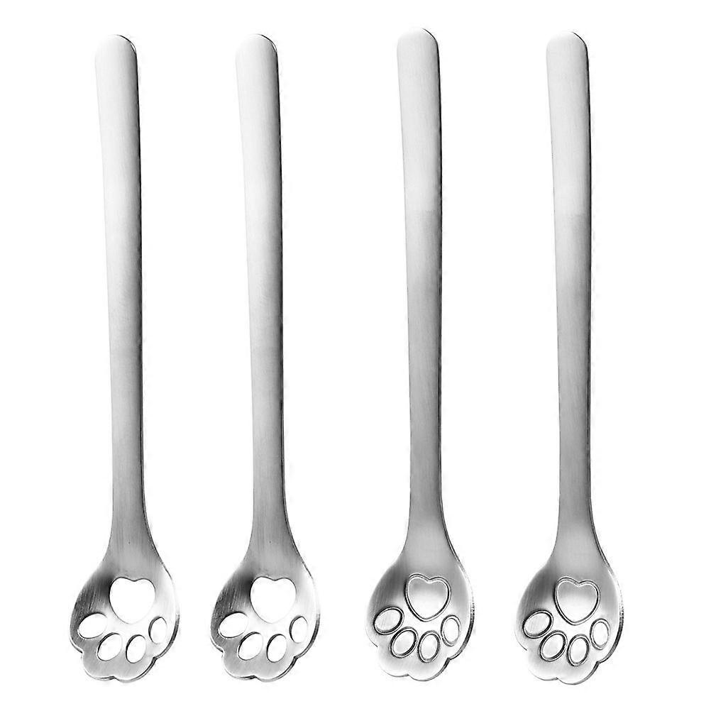 4Pcs Stainless Steel Dessert Spoons Practical Coffee Stirring Spoons (Silver)