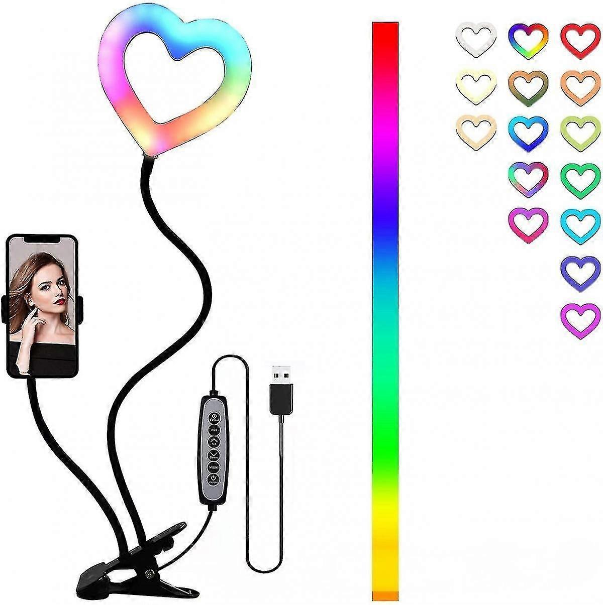 Rechargeable Gooseneck Rgb Heart Shaped Fill Light 6 Inch