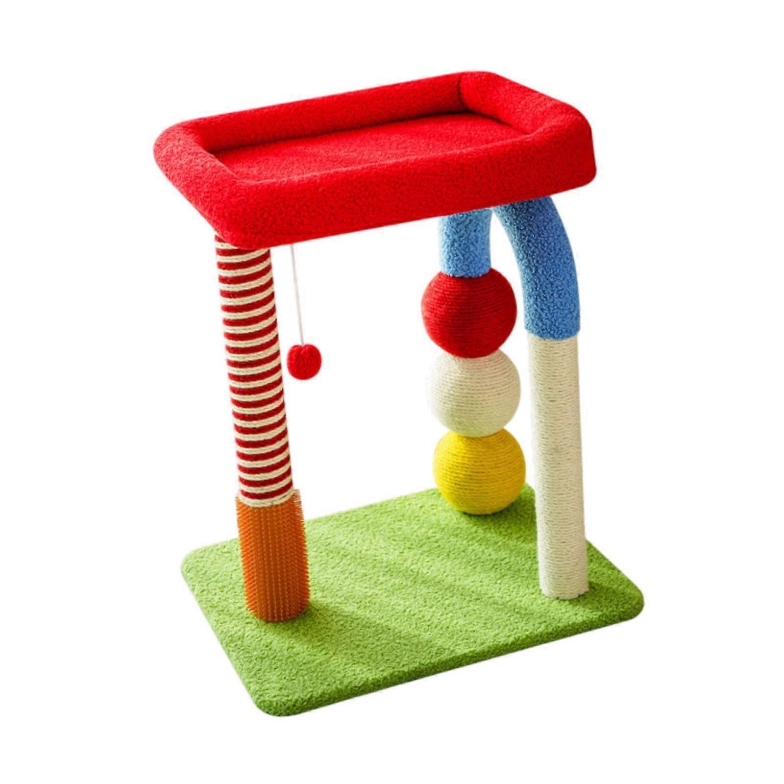 Colorful Cat Climbing Tree With Toy Ball For Indoor Cats Compact Scratching Post And Cat Bed